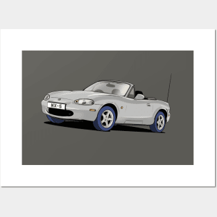 Silver Mazda MX-5 Mk. 2 Posters and Art